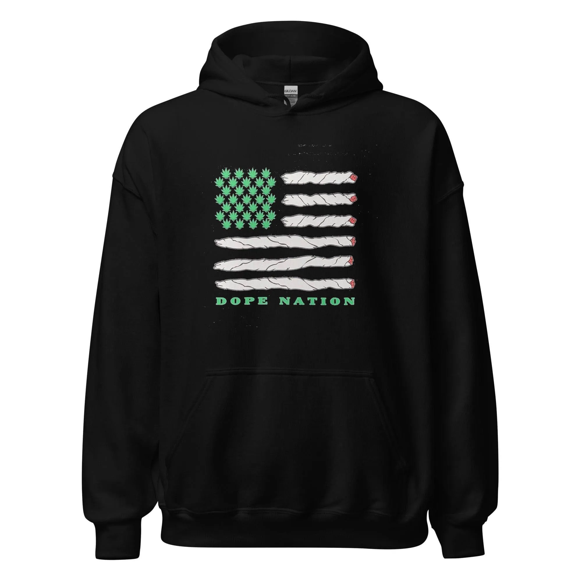 Weed Hoodie Dope Nation American Flag Blended Cotton Unisex Pullover