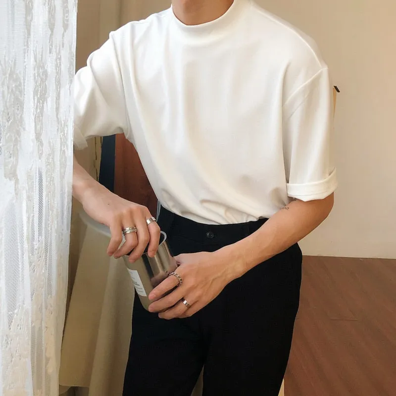 xiangtuibao - SOLID COLOR TURTLENECK TEE